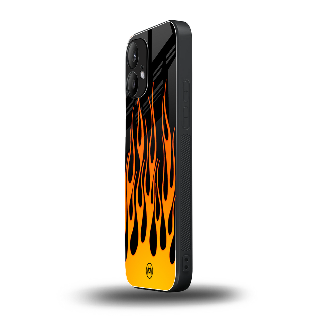y2k yellow flames back phone cover | glass case for nothing phone 2