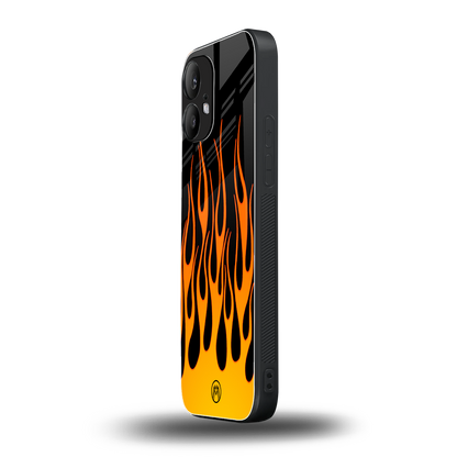 y2k yellow flames back phone cover | glass case for nothing phone 2