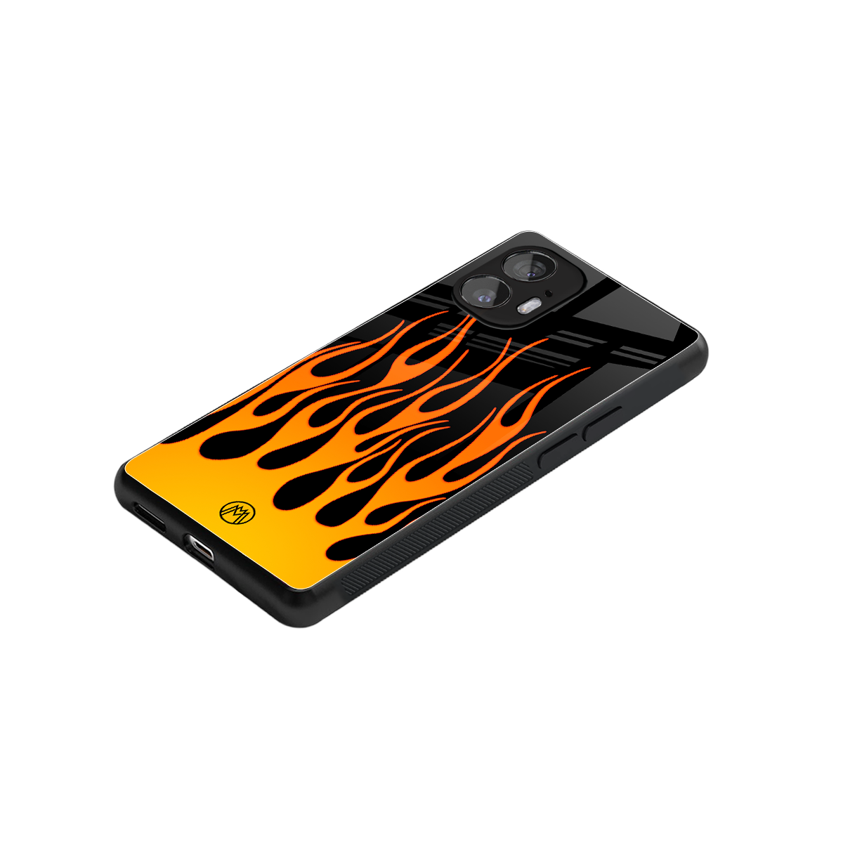 y2k yellow flames back phone cover | glass case for nothing phone 2