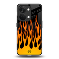 y2k yellow flames back phone cover | glass case for oneplus nord 3