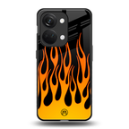 y2k yellow flames back phone cover | glass case for oneplus nord 3