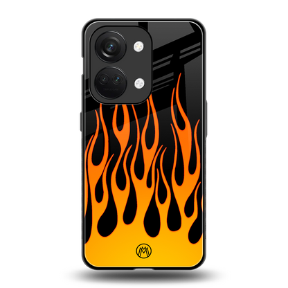 y2k yellow flames back phone cover | glass case for oneplus nord 3