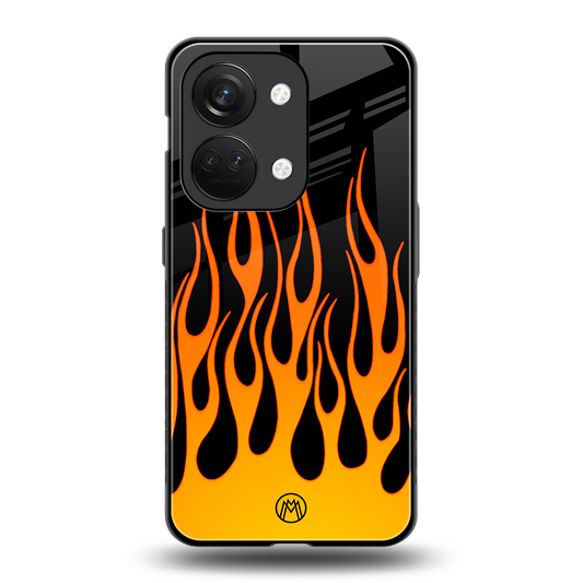 y2k yellow flames back phone cover | glass case for oneplus nord 3