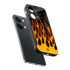 y2k yellow flames back phone cover | glass case for oneplus nord 3