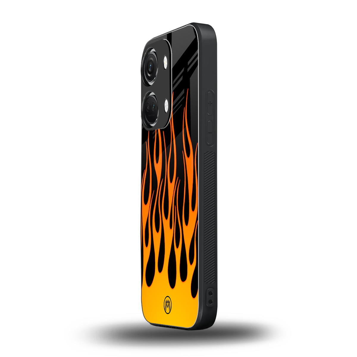 y2k yellow flames back phone cover | glass case for oneplus nord 3