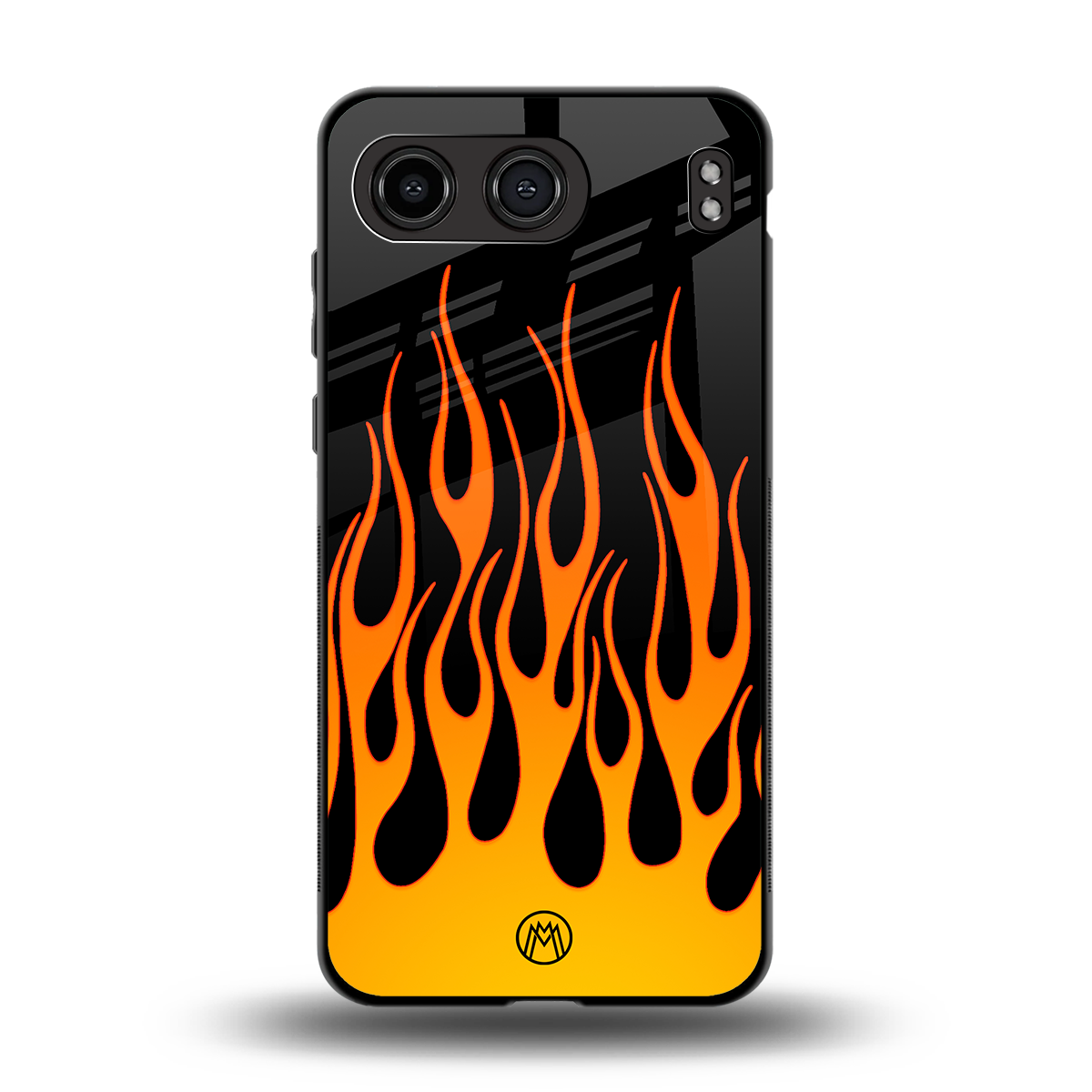 y2k yellow flames back phone cover | glass case for oneplus nord 4
