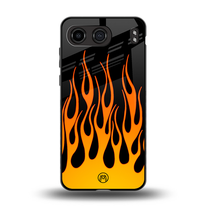 y2k yellow flames back phone cover | glass case for oneplus nord 4