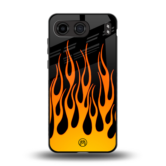 y2k yellow flames back phone cover | glass case for oneplus nord 4