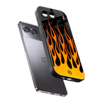 y2k yellow flames back phone cover | glass case for oneplus nord 4