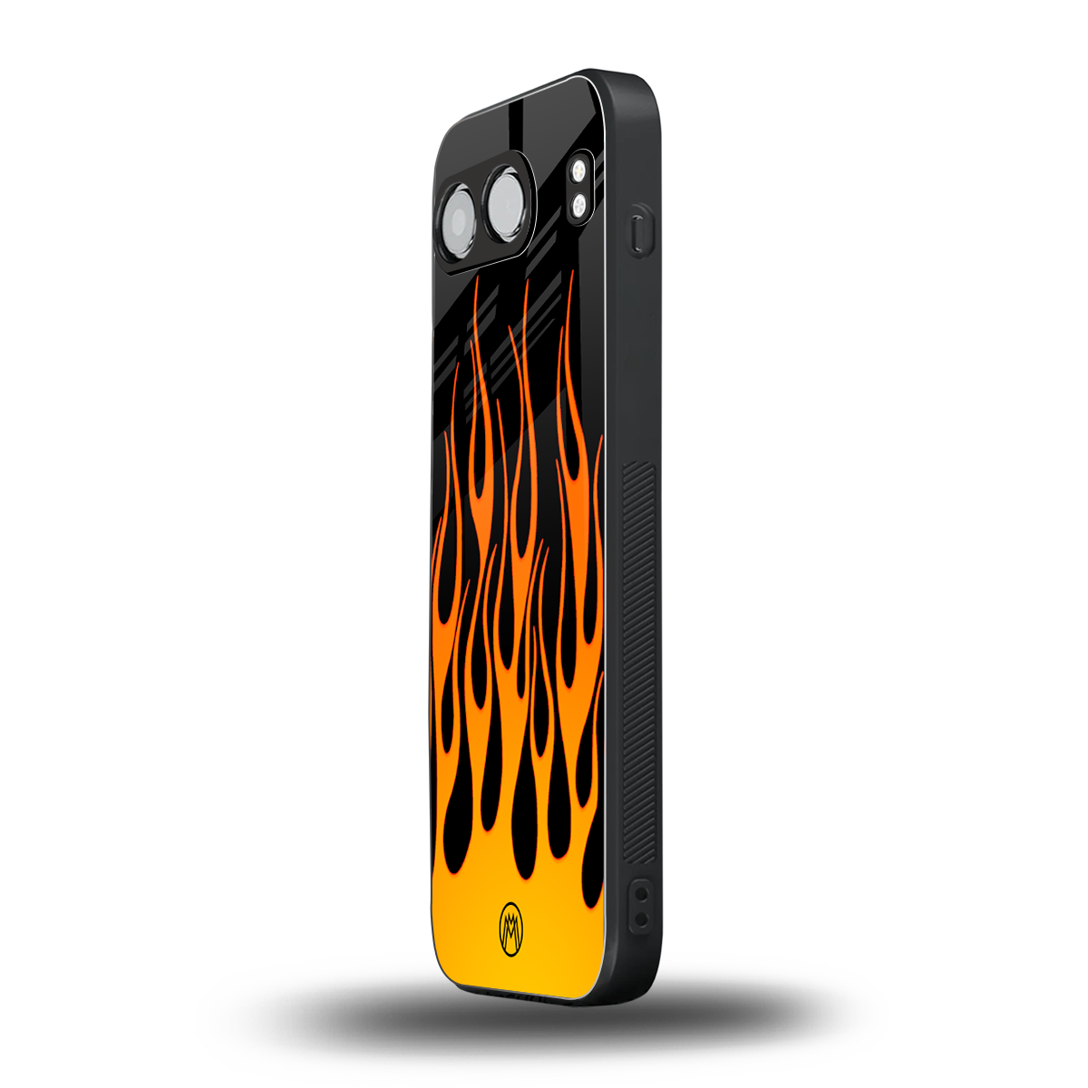 y2k yellow flames back phone cover | glass case for oneplus nord 4