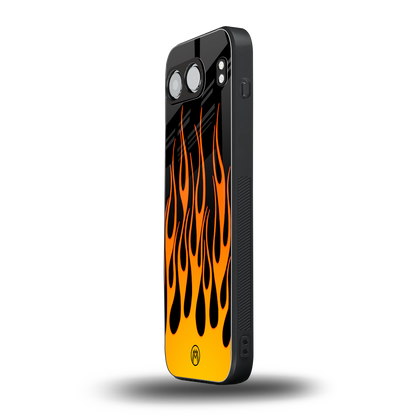 y2k yellow flames back phone cover | glass case for oneplus nord 4