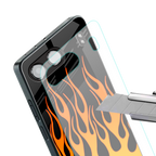 y2k yellow flames back phone cover | glass case for oneplus nord 4