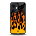 y2k yellow flames back phone cover | glass case for oneplus nord ce 3