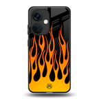 y2k yellow flames back phone cover | glass case for oneplus nord ce 3
