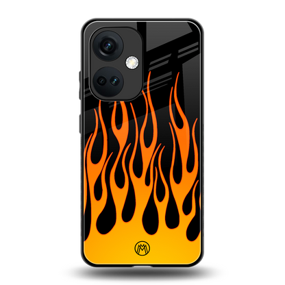 y2k yellow flames back phone cover | glass case for oneplus nord ce 3