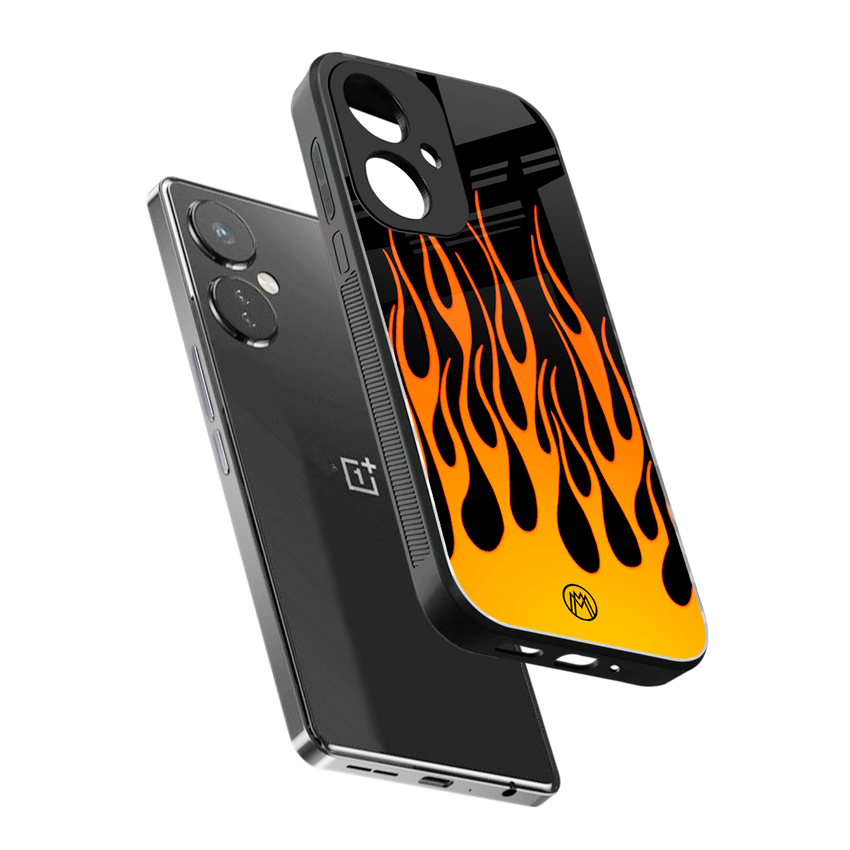 y2k yellow flames back phone cover | glass case for oneplus nord ce 3