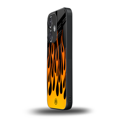y2k yellow flames back phone cover | glass case for oneplus nord ce 3