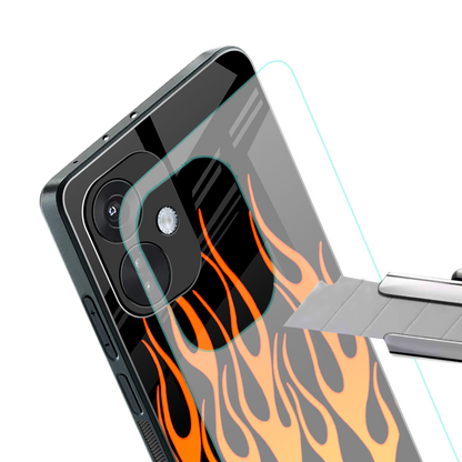 y2k yellow flames back phone cover | glass case for oneplus nord ce 3
