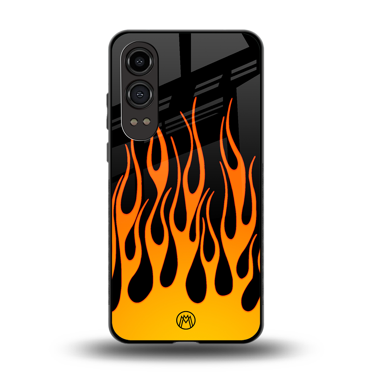 y2k yellow flames back phone cover | glass case for oneplus nord ce 4 lite