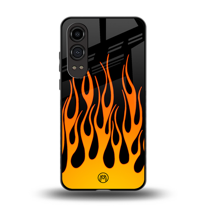 y2k yellow flames back phone cover | glass case for oneplus nord ce 4 lite