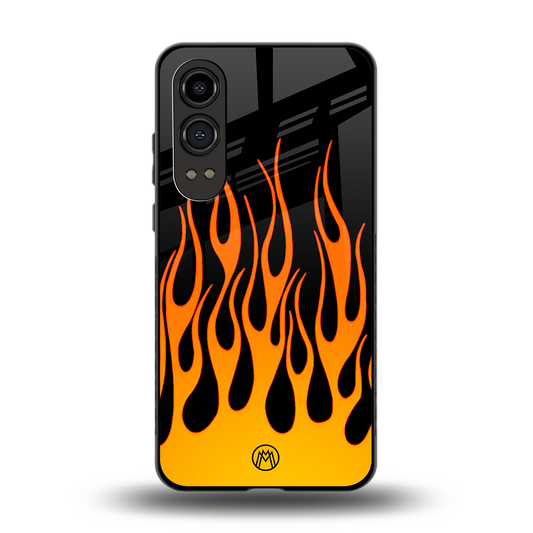 y2k yellow flames back phone cover | glass case for oneplus nord ce 4 lite