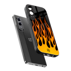 y2k yellow flames back phone cover | glass case for oneplus nord ce 4 lite
