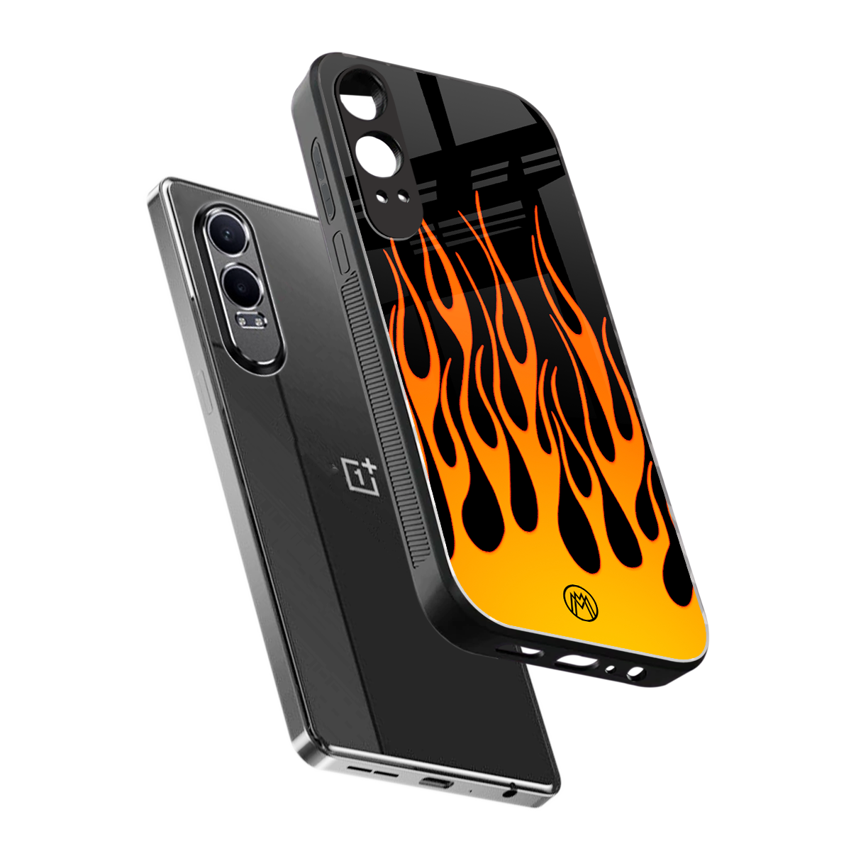 y2k yellow flames back phone cover | glass case for oneplus nord ce 4 lite