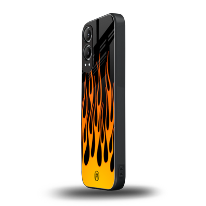 y2k yellow flames back phone cover | glass case for oneplus nord ce 4 lite