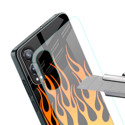 y2k yellow flames back phone cover | glass case for oneplus nord ce 4 lite