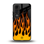 y2k yellow flames back phone cover | glass case for oneplus nord ce 4