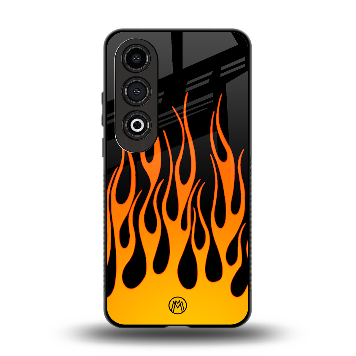 y2k yellow flames back phone cover | glass case for oneplus nord ce 4