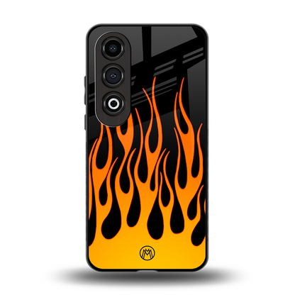 y2k yellow flames back phone cover | glass case for oneplus nord ce 4
