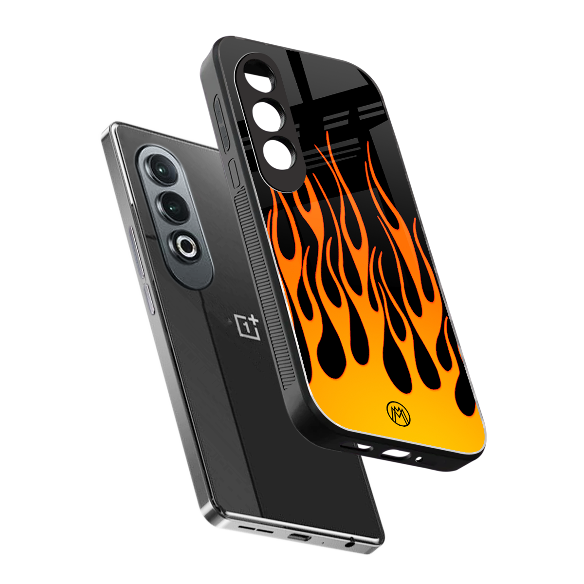 y2k yellow flames back phone cover | glass case for oneplus nord ce 4