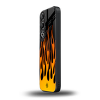 y2k yellow flames back phone cover | glass case for oneplus nord ce 4