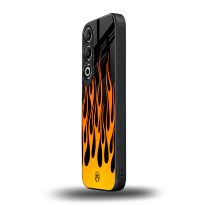 y2k yellow flames back phone cover | glass case for oneplus nord ce 4