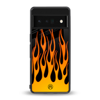 y2k yellow flames back phone cover | glass case for google pixel 6 pro