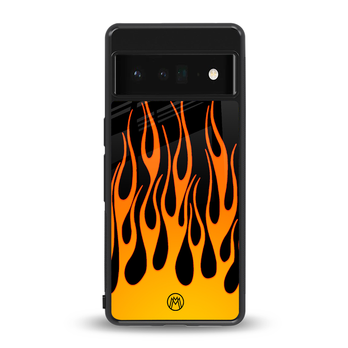 y2k yellow flames back phone cover | glass case for google pixel 6 pro