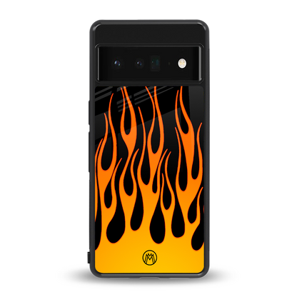 y2k yellow flames back phone cover | glass case for google pixel 6 pro