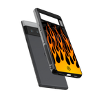 y2k yellow flames back phone cover | glass case for google pixel 6 pro