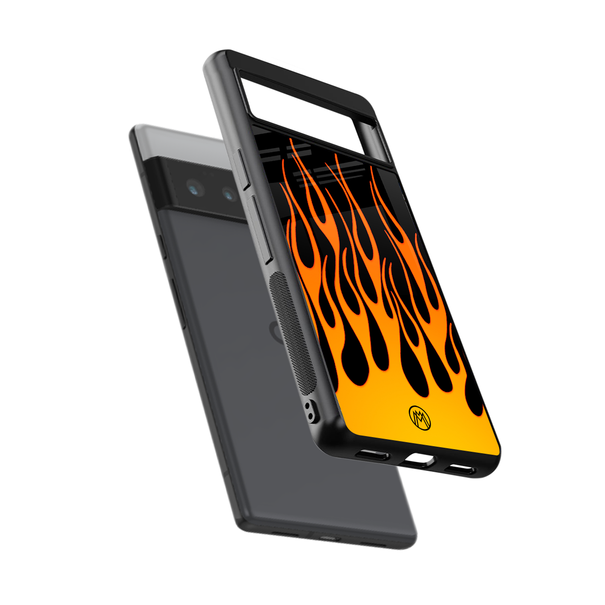y2k yellow flames back phone cover | glass case for google pixel 6 pro
