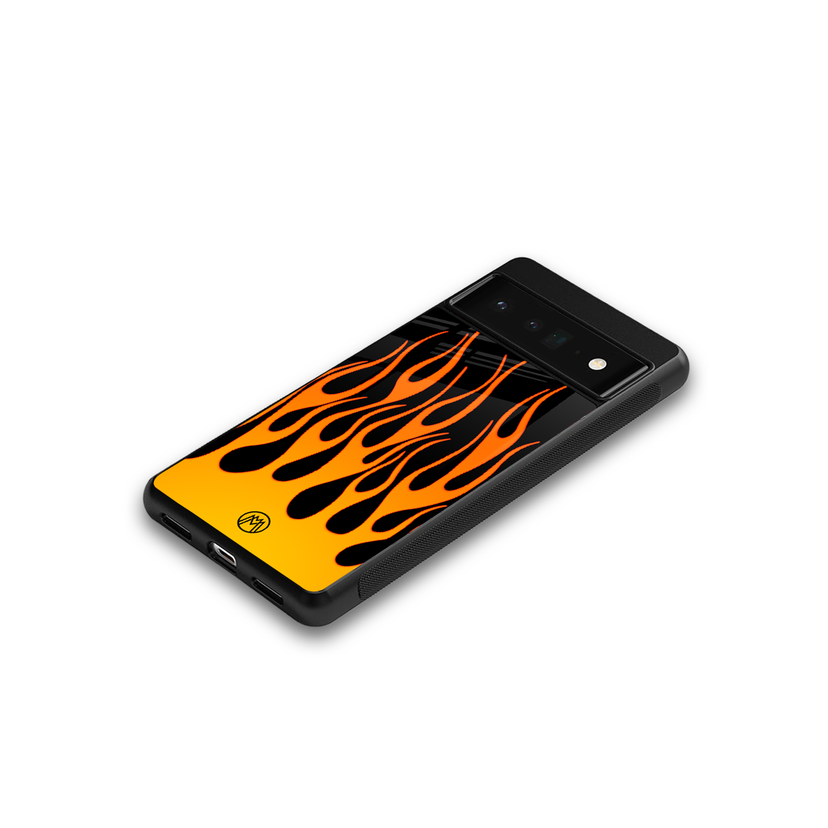 y2k yellow flames back phone cover | glass case for google pixel 6 pro