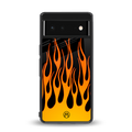 y2k yellow flames back phone cover | glass case for google pixel 6