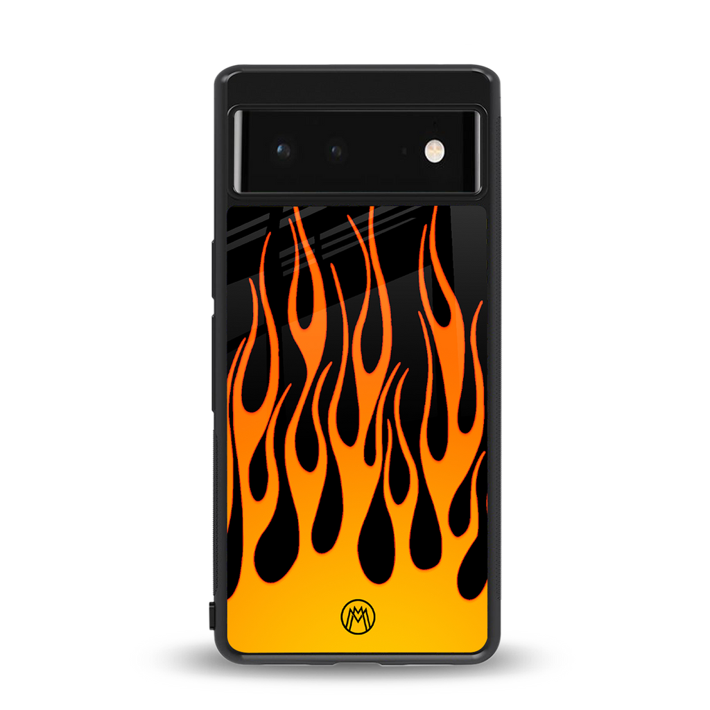 y2k yellow flames back phone cover | glass case for Google Pixel 6A