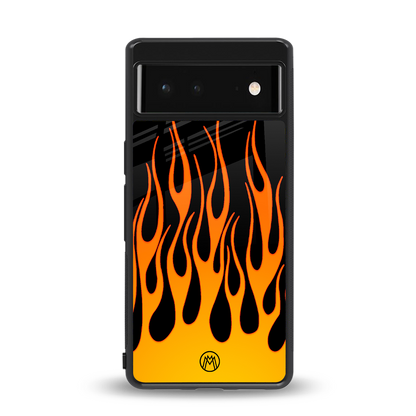 y2k yellow flames back phone cover | glass case for Google Pixel 6A