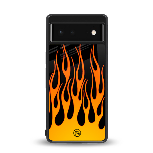 y2k yellow flames back phone cover | glass case for Google Pixel 6A