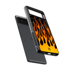y2k yellow flames back phone cover | glass case for google pixel 6