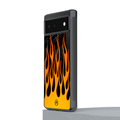 y2k yellow flames back phone cover | glass case for Google Pixel 6A
