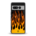 y2k yellow flames back phone cover | glass case for google pixel 7 pro