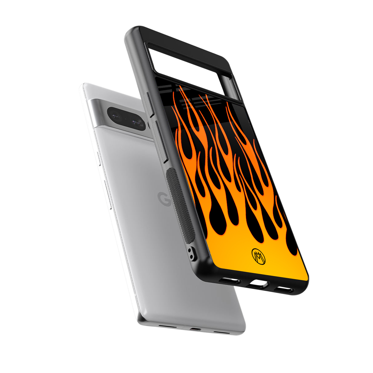 y2k yellow flames back phone cover | glass case for google pixel 7 pro