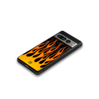 y2k yellow flames back phone cover | glass case for google pixel 7 pro